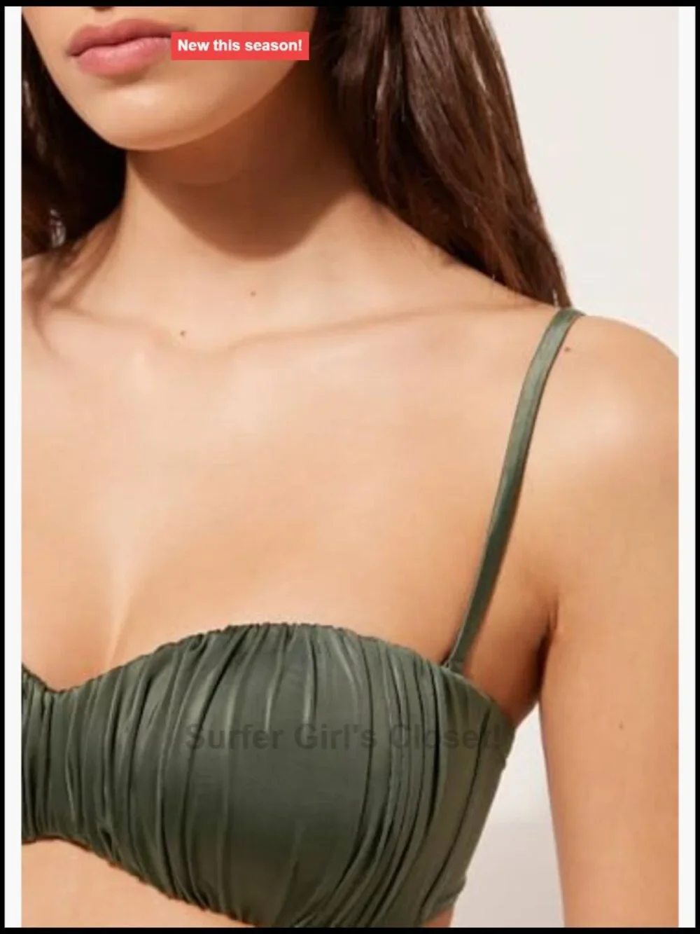Graduated Padded Bandeau Swimsuit Top Shiny Satin
